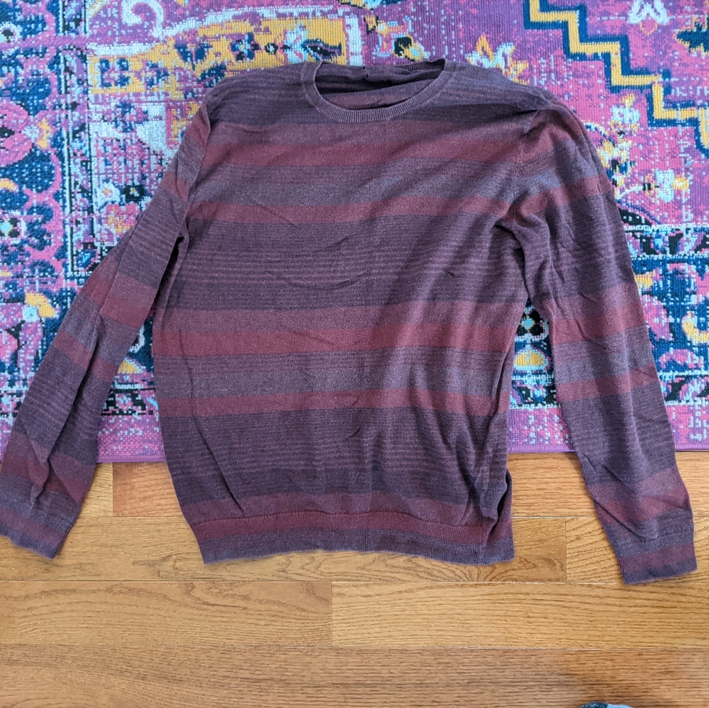 Purple Maroon Men's L Cotton Cashmere Long Sleeve Soft Sweater
